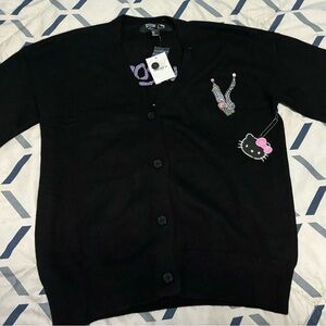 Forever 21 x Hello Kitty & Friends Knit Kuromi Chain Black Cardigan Medium NWT